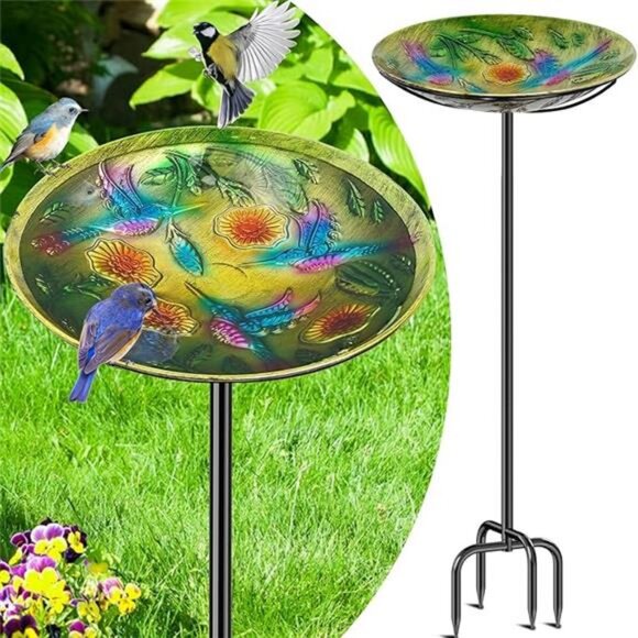 Metal Bird Bath for Outside, Vintage Freestanding Birdbaths & Birdfeeder - Picture 8 of 8